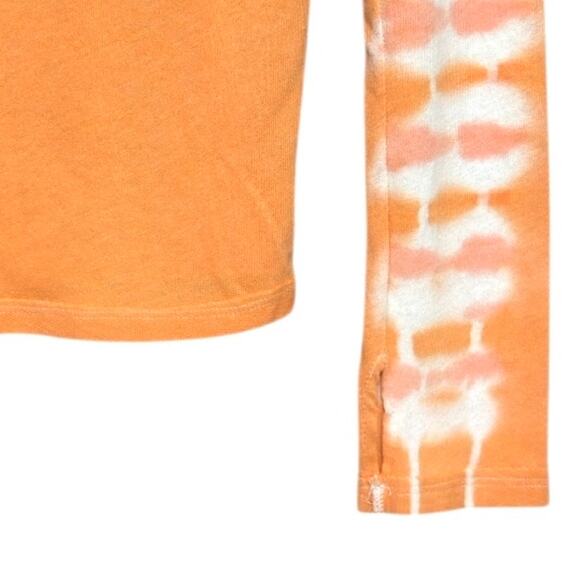 We The Free Tie Dye Long Sleeve Mock Neck Tee Shirt Orange White Women’s Large - Picture 5 of 9